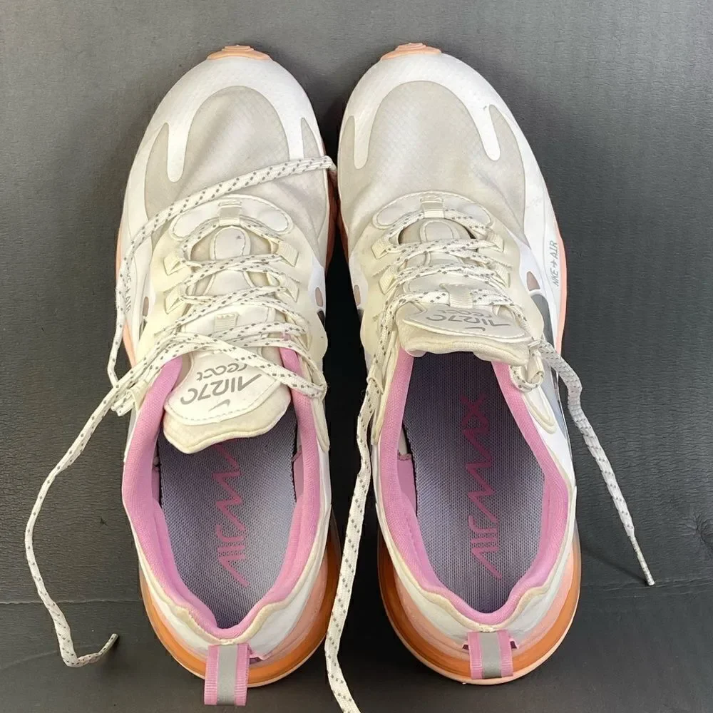 Nike Air Max 270 React Washed Coral sneaker athletic shoes womens size 9